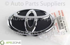 Toyota emblem close-up of finish and detail ensuring factory appearance and durability