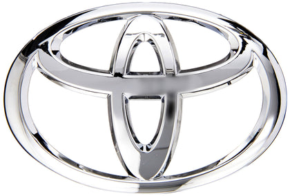Toyota genuine emblem front view showing factory finish and exact fit