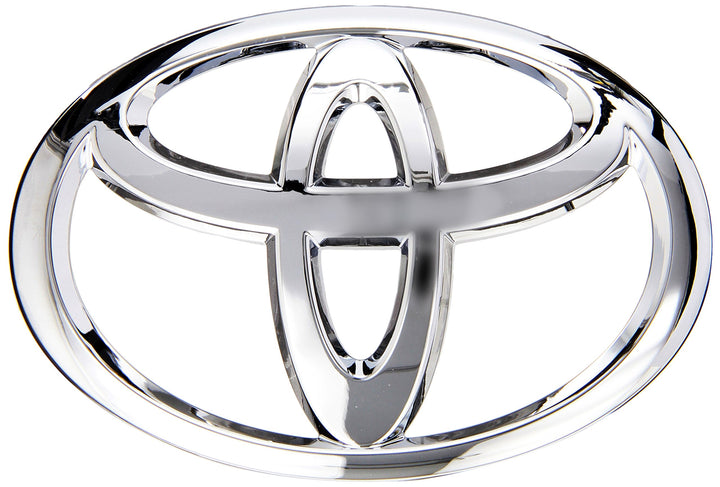 Toyota genuine emblem front view showing factory finish and exact fit