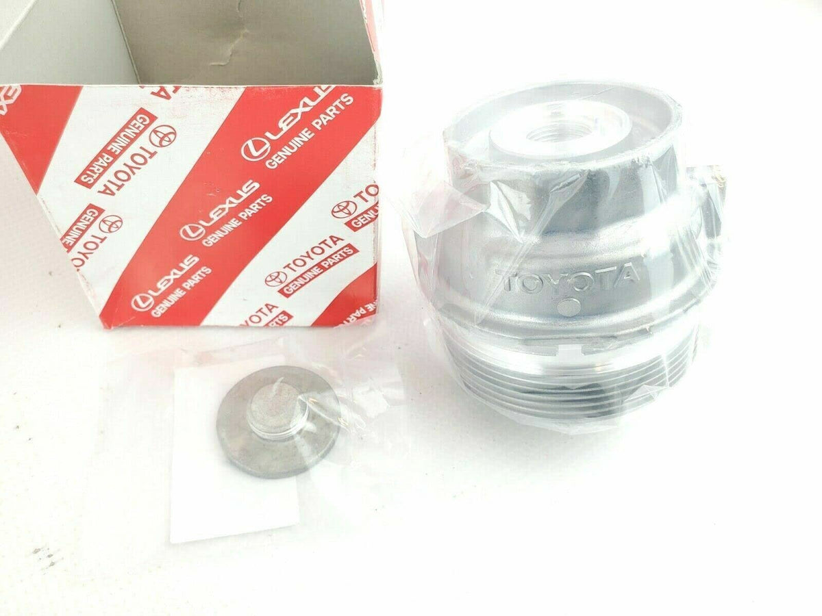 Toyota oil filter cap and plug front packaging showing OEM label and exact fit