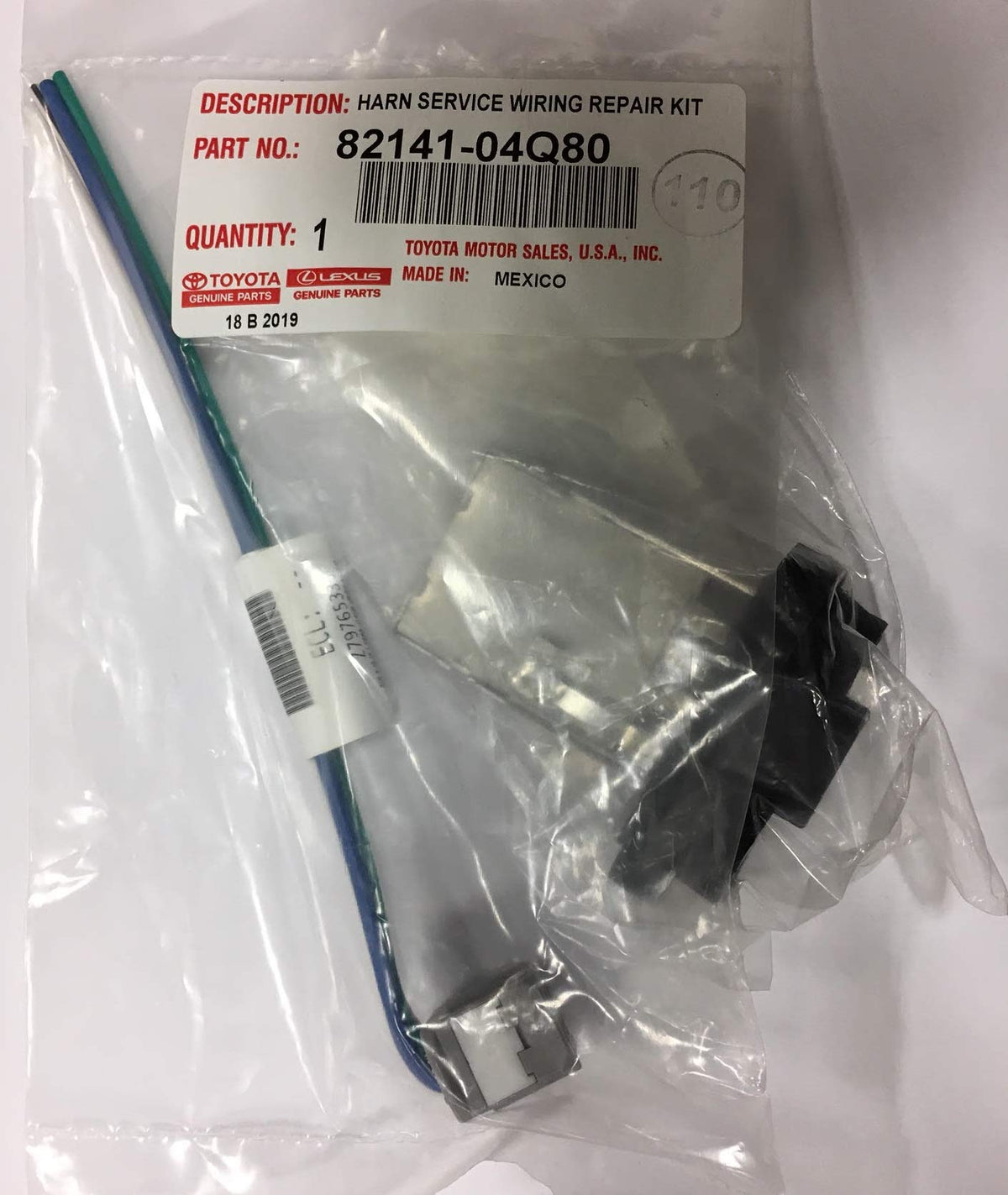 Toyota pigtail connector closeup with pre-crimped terminals for secure electrical contact