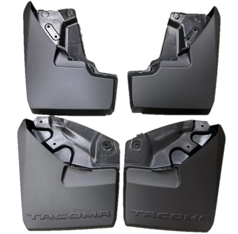 Toyota Tacoma mudguard kit boxed set showing front and rear guards protecting paint