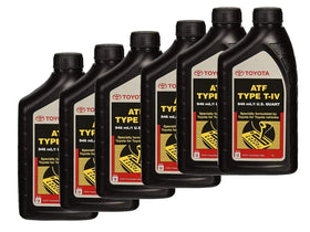 Toyota T-IV bottle next to a hand and funnel for scale, demonstrating large 192-ounce capacity for multiple services