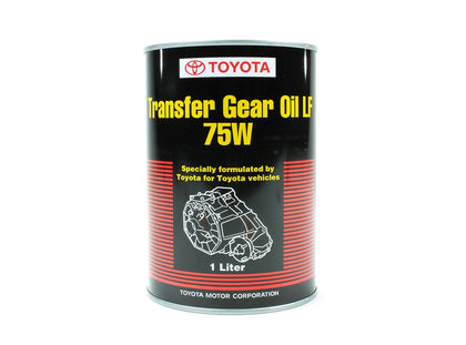 Toyota genuine transfer case gear oil front bottle showing label and part number benefits factory fit