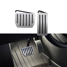 TPARTS front view of brushed aluminum pedal covers showing sleek style and fit