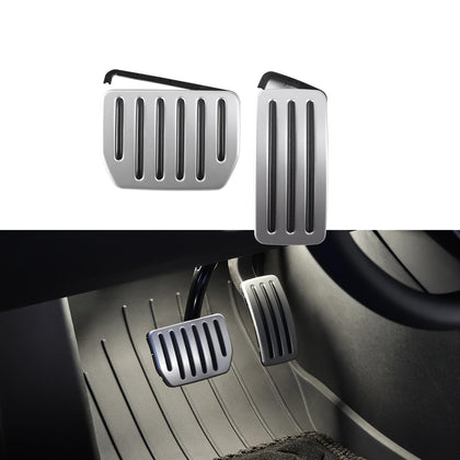 TPARTS front view of brushed aluminum pedal covers showing sleek style and fit