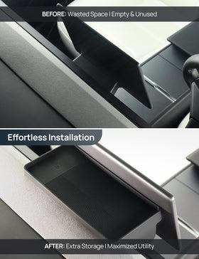 TPARTS lifestyle shot in Tesla interior highlighting tidy, factory-style look