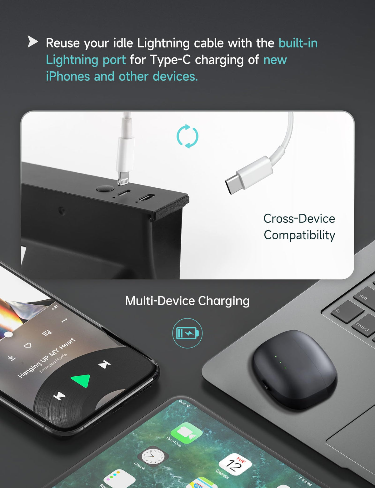 TPARTS retractable cable action with cable popping out for immediate use