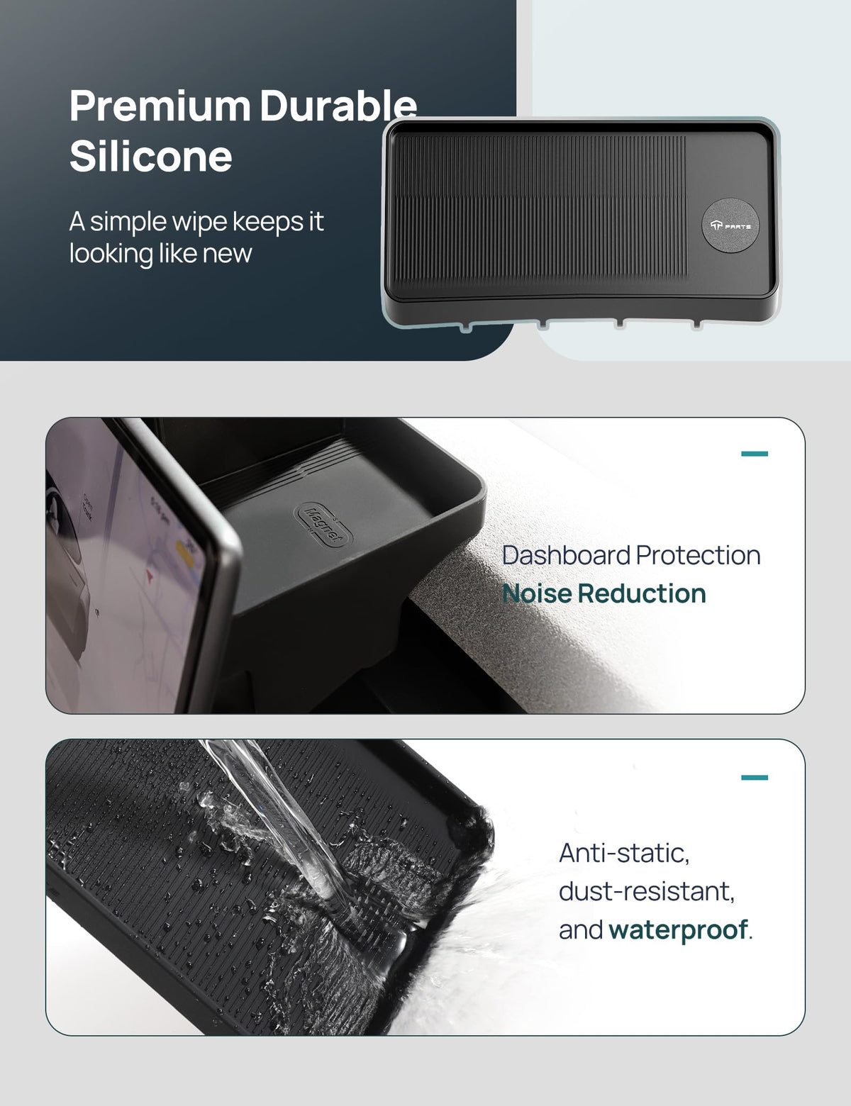 TPARTS tray size comparison with smartphone illustrating scale and capacity