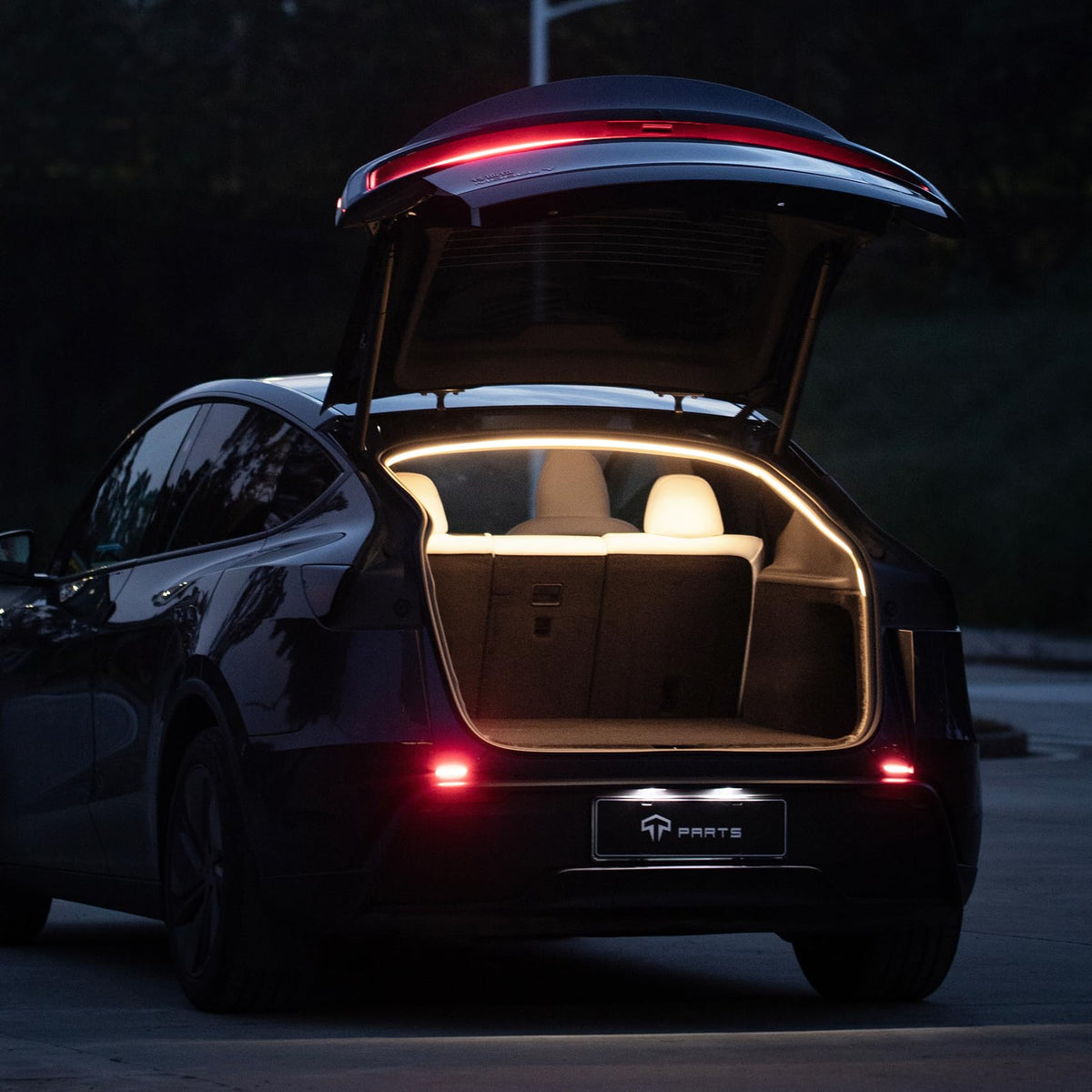 TPARTS trunk LED front view showing sleek OEM-fit and bright trunk benefit