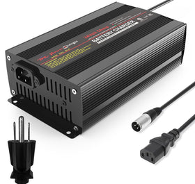 TPE front view of 24V 5A charger showing connectors and status for reliable charging