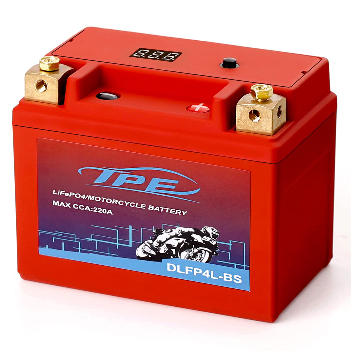 TPE front view of battery pack showing compact starter-ready design and lightweight benefit