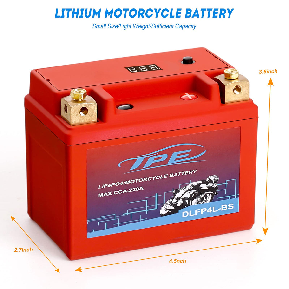 TPE battery pictured near a parked motorcycle conveying readiness and improved handling