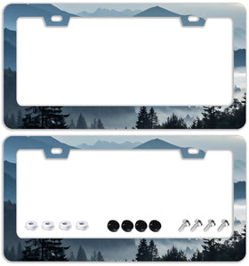 TQFTPT front view mountains forest frame showing decorative outdoorsy finish and protection
