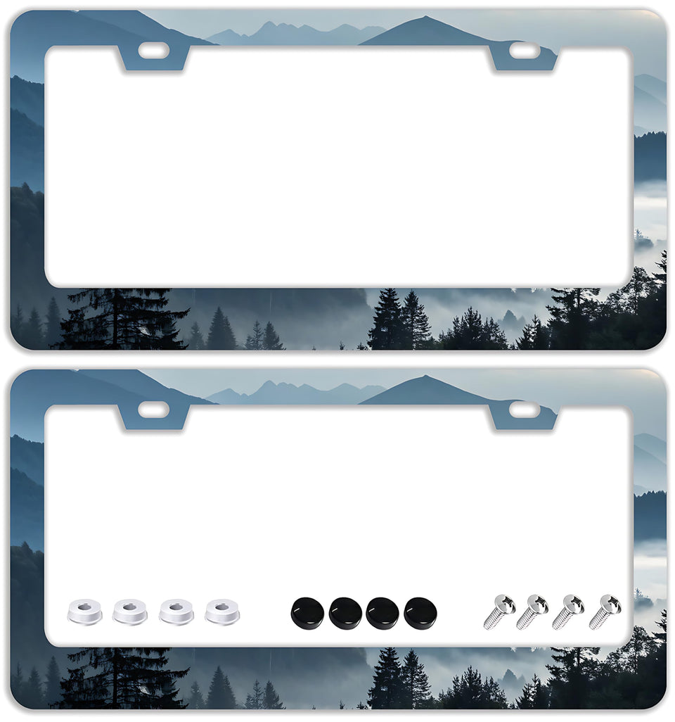 TQFTPT front view mountains forest frame showing decorative outdoorsy finish and protection