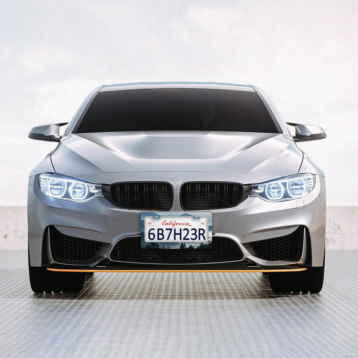 TQFTPT on sedan lifestyle shot showing stylish outdoors motif enhancing vehicle appearance