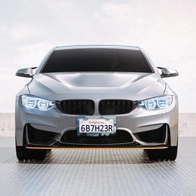 TQFTPT on sedan lifestyle shot showing stylish outdoors motif enhancing vehicle appearance