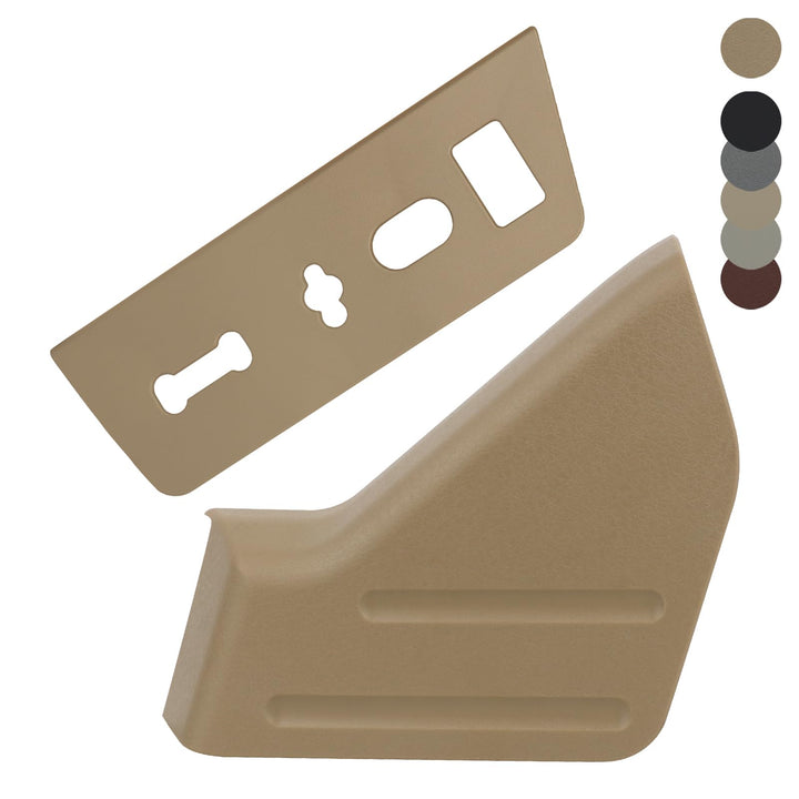TQPONLY front driver-side seat trim in Adobe showing full cover and bezel, restores seat appearance