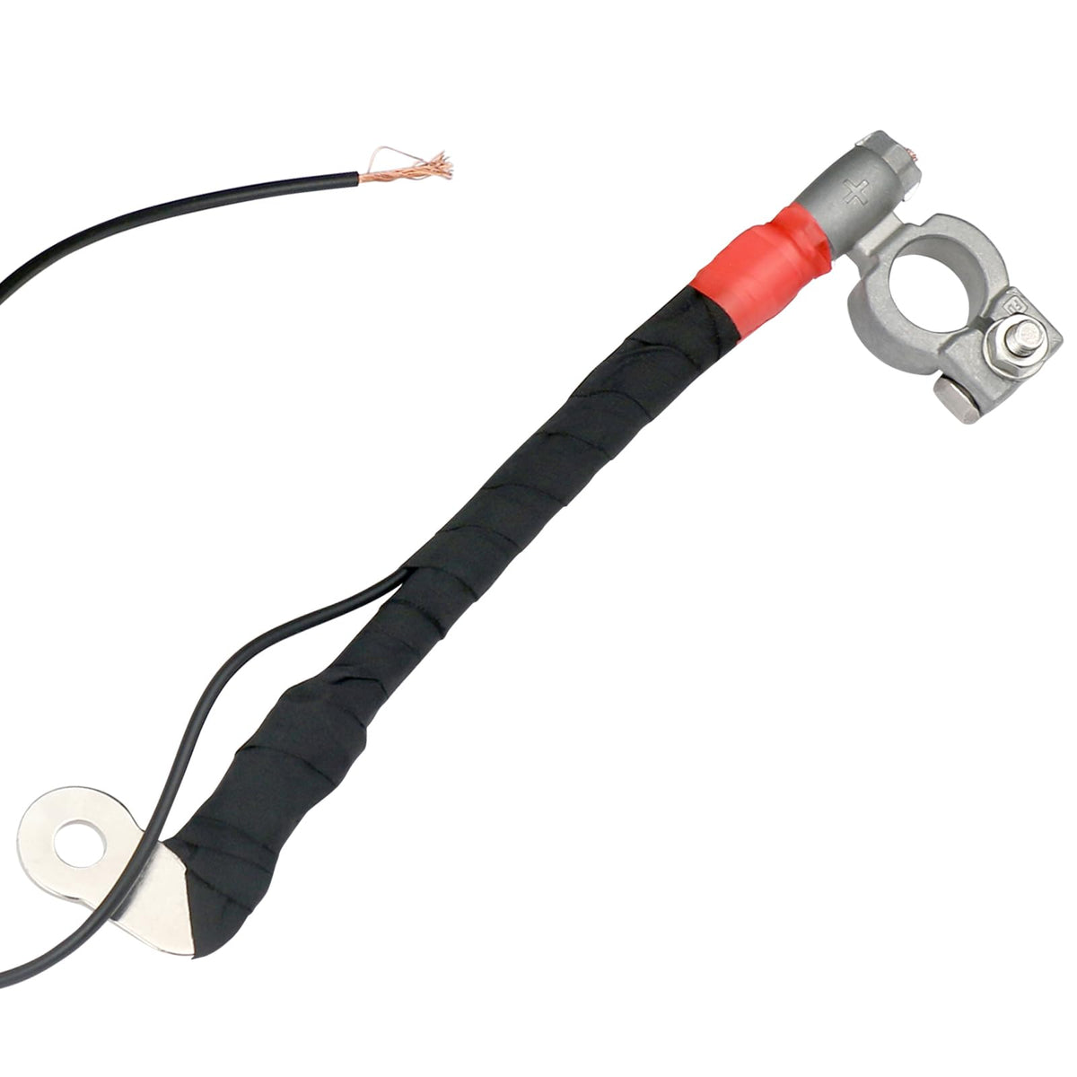 TQPONLY front view battery cable showing connector and clamp, ensures reliable connection