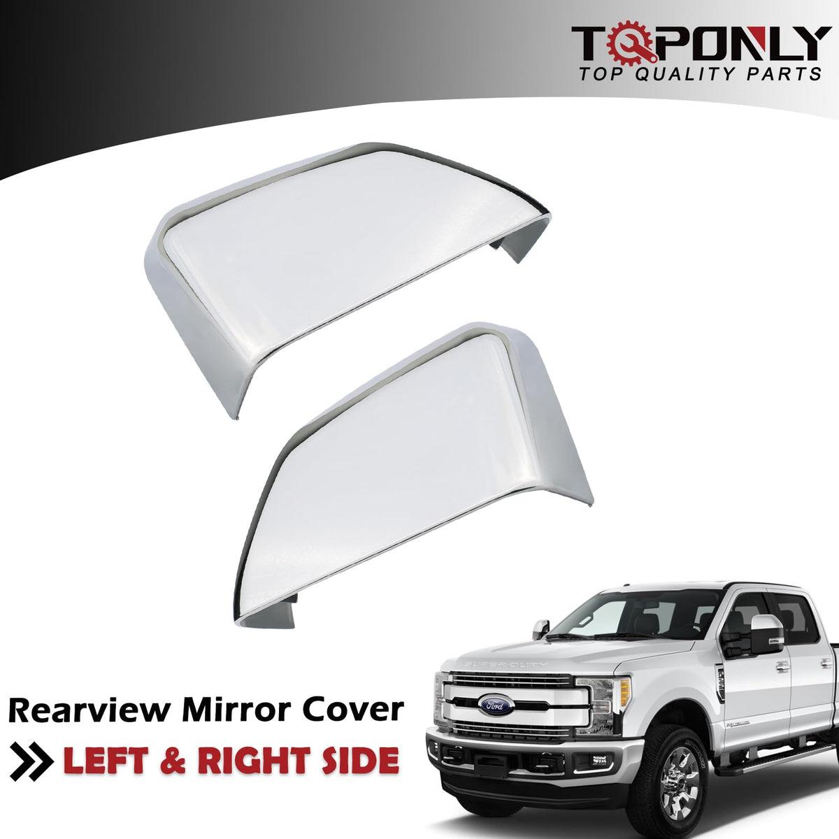 TQPONLY mirror cap installed driver side demonstrating improved appearance and coverage