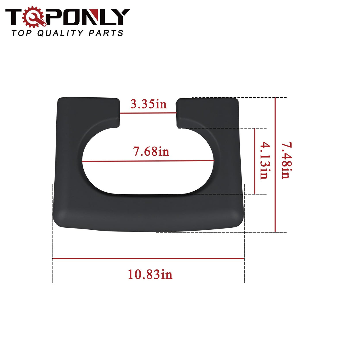 TQPONLY side profile of cup holder trim showing mounting points