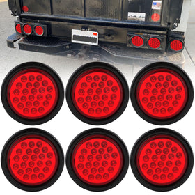 Traberm front view of 4-inch red tail light showing bright LEDs and durable lens
