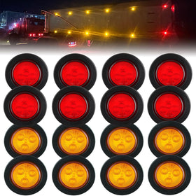 Traberm front view of full 16-piece marker light kit showing amber and red benefits