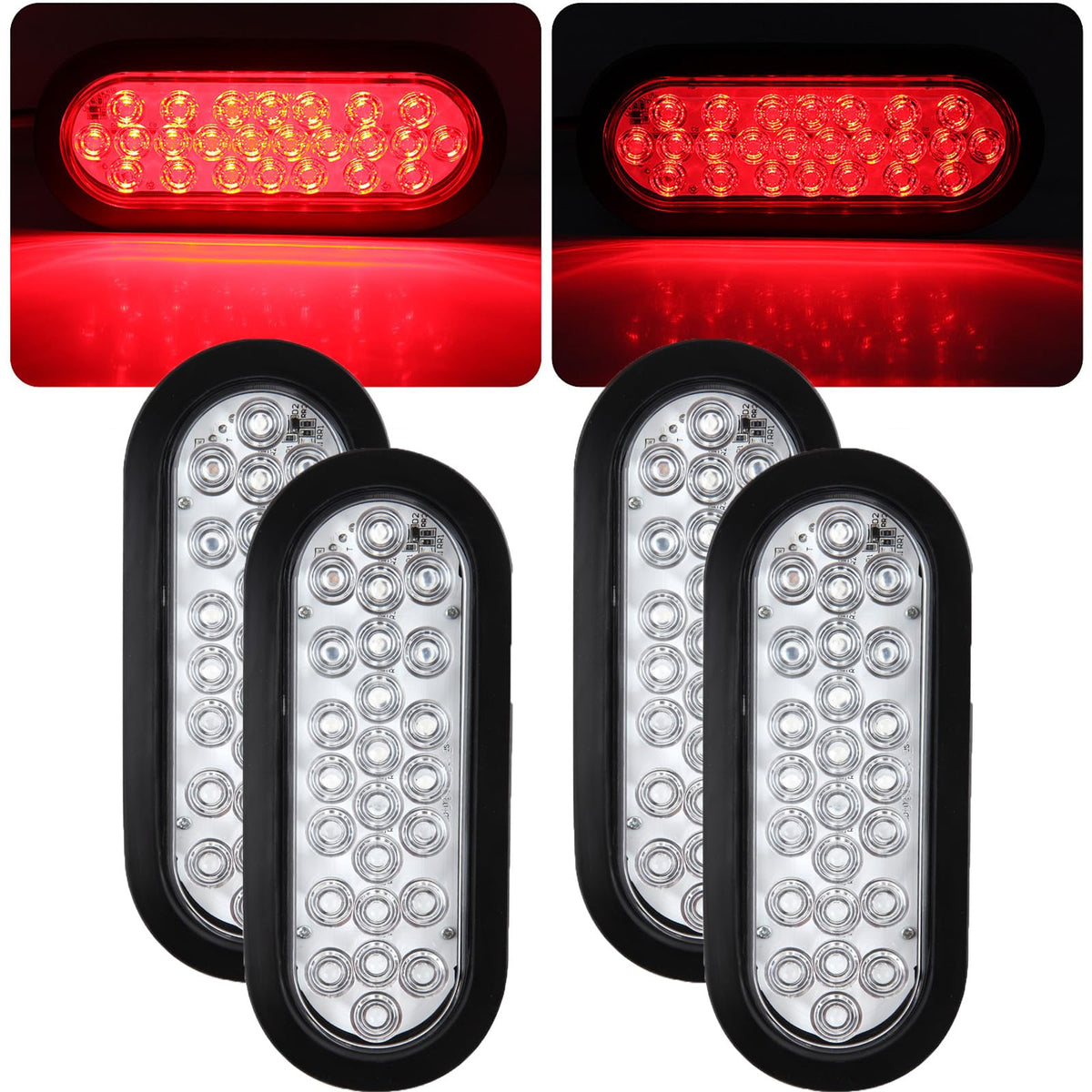 Traberm front view clear-lens oval red LED light showing bright signaling benefit