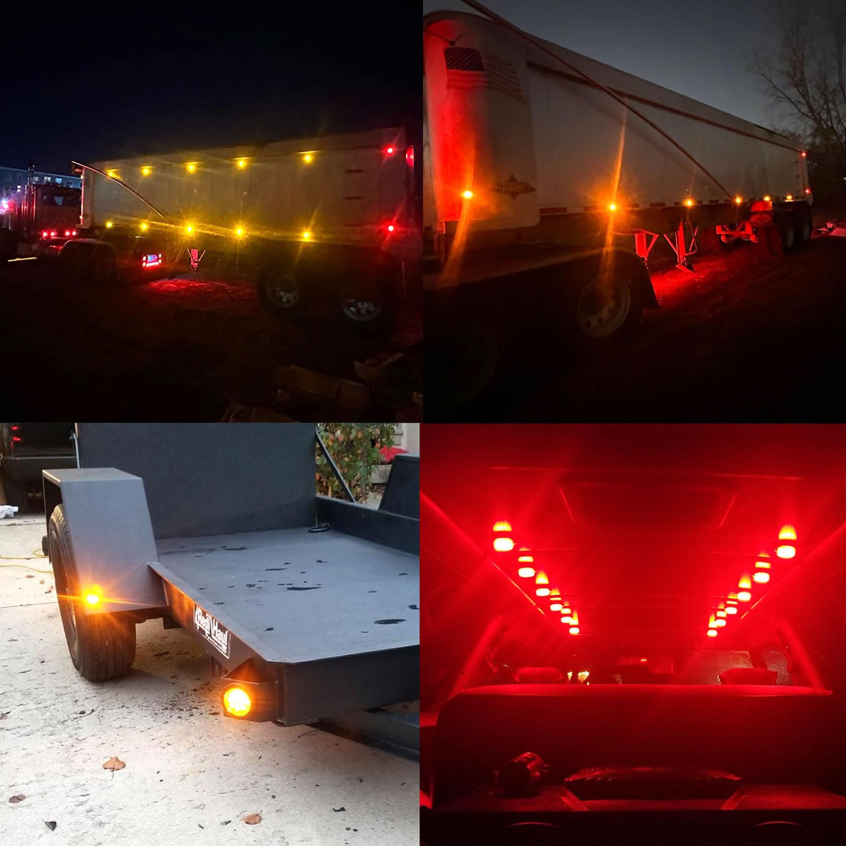 Traberm lights on trailer at night showing improved visibility and safety benefit
