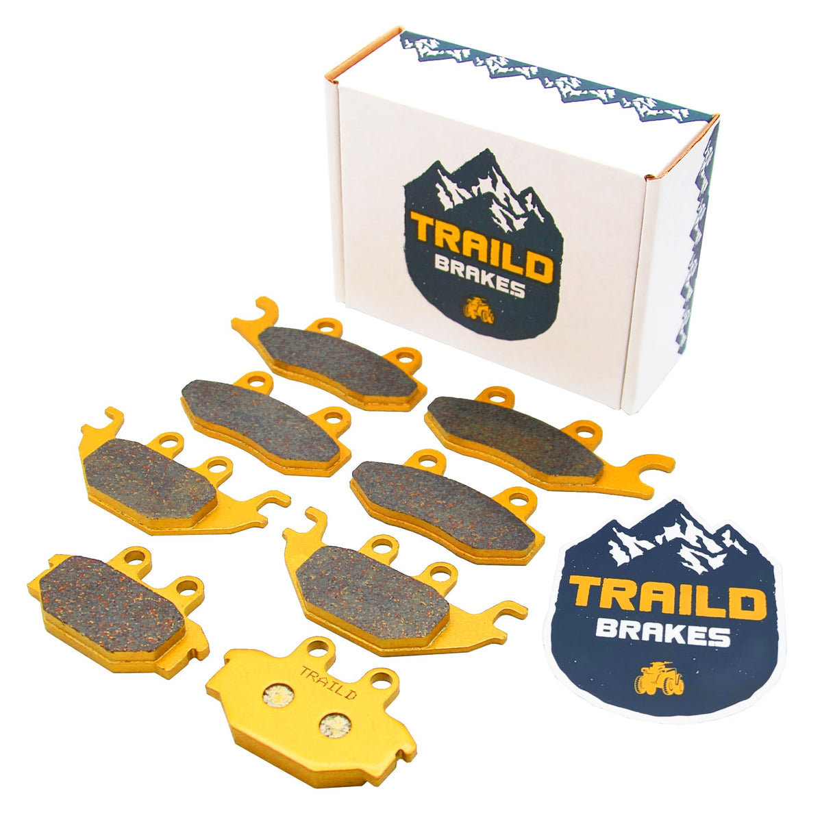 Traild front and rear pad set in packaging showing complete vehicle coverage and easy fit