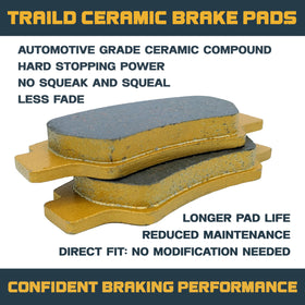Traild pad thickness beside ruler showing proper fit and long life benefit