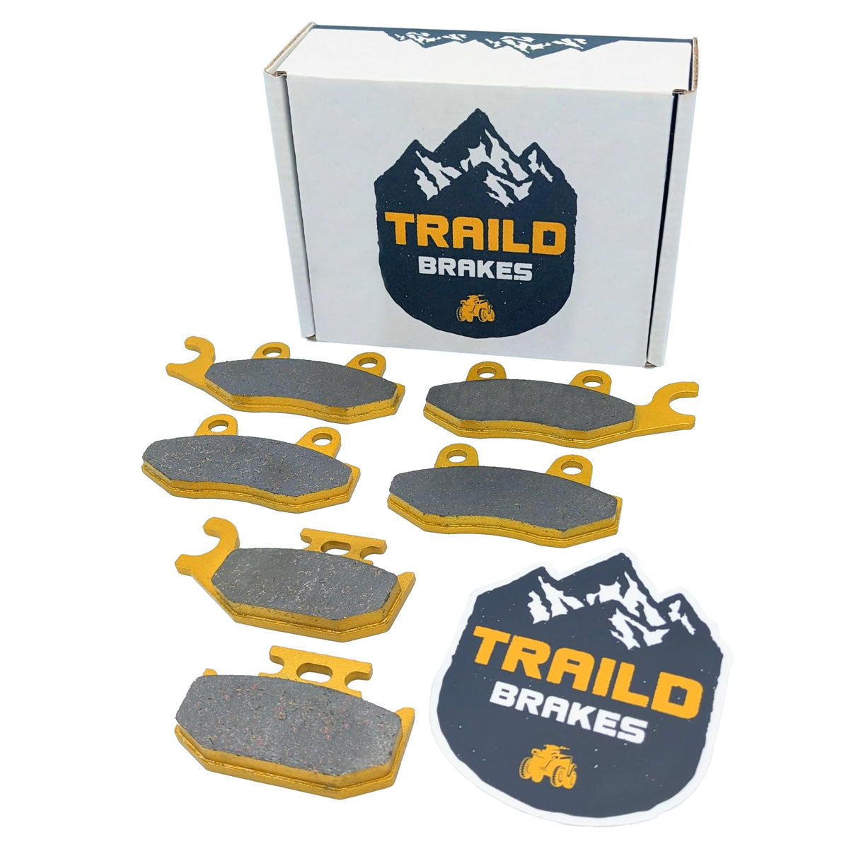 Traild brake pad front packaging showing full set and fitment for Ryker, reliable replacement