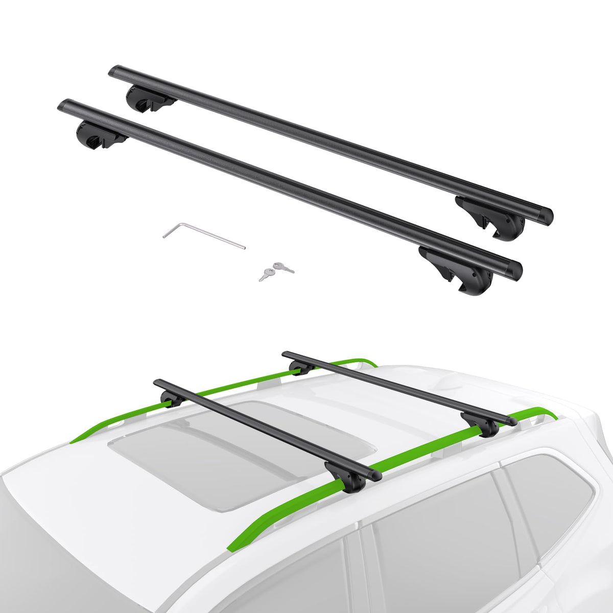 TRAILXPERT front profile showing full 52-inch crossbars and stable support benefit