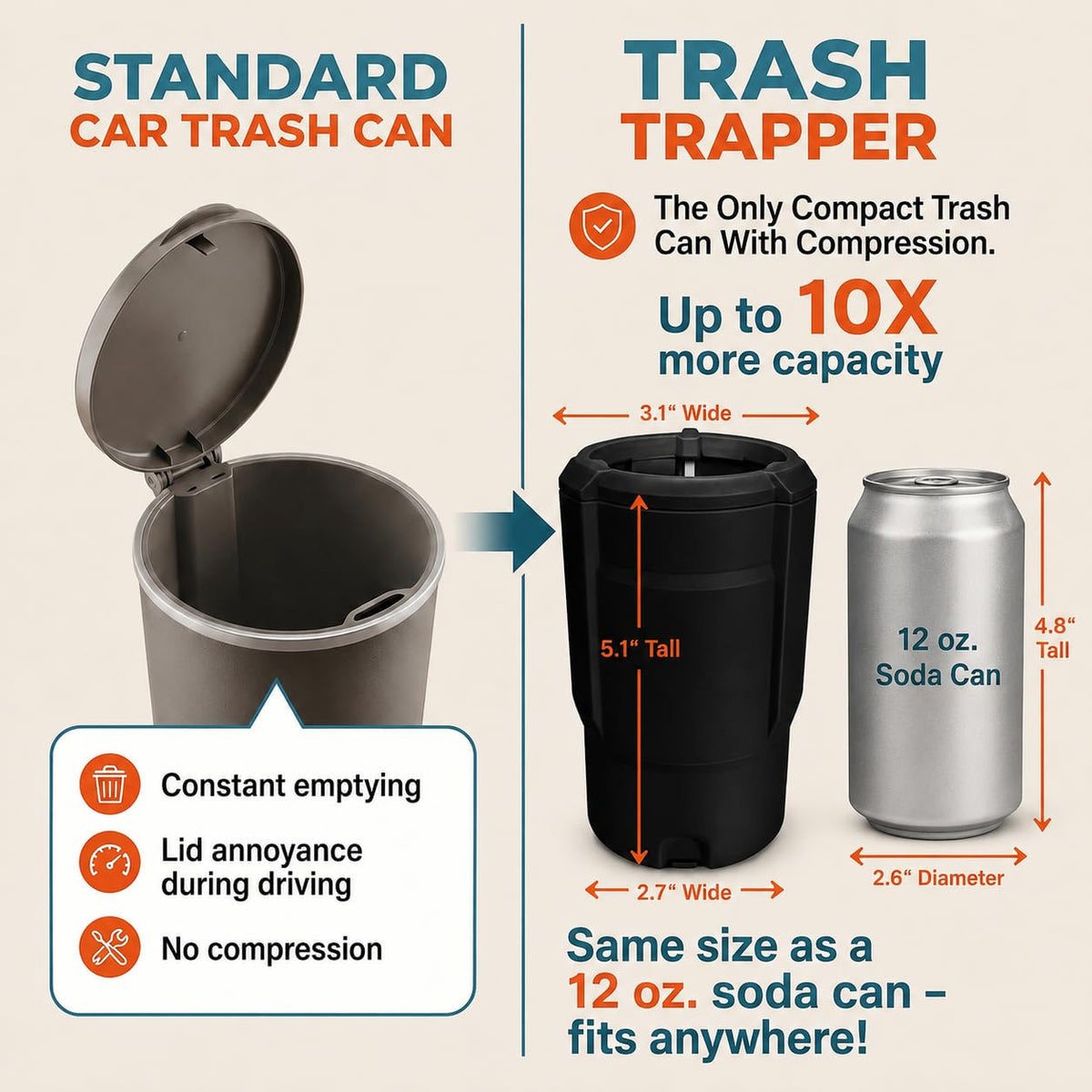 Trash Trapper bottom trapdoor open for fast hands-free emptying