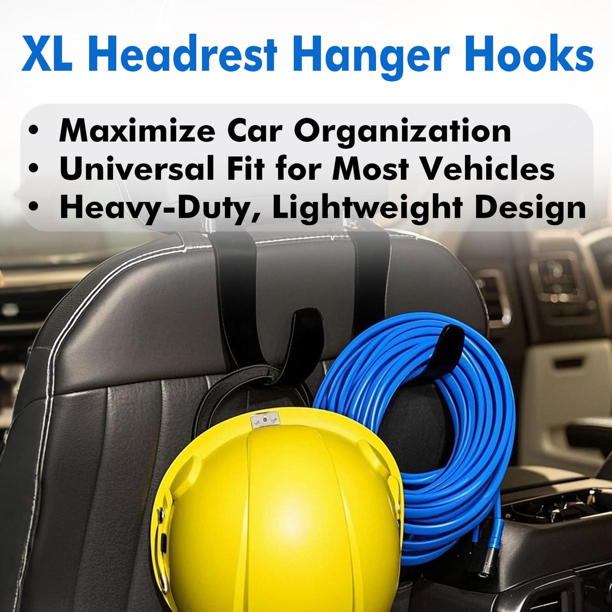 Travel Depot holding hard hat on headrest keeping helmet secure
