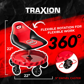 Traxion side profile highlighting seat contour and ergonomic padding benefits