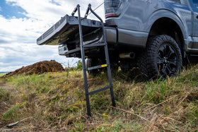 Traxion ladder articulating joint closeup highlighting adaptive frame for stability