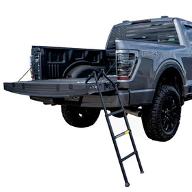 Traxion tailgate ladder XL front mounted on truck showing secure fit and easy access