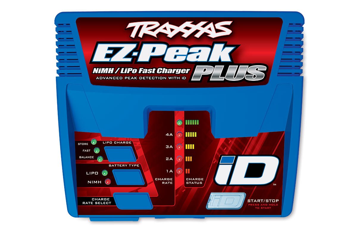 Traxxas EZ-Peak Plus charging a Traxxas RC truck battery demonstrating quick turnaround
