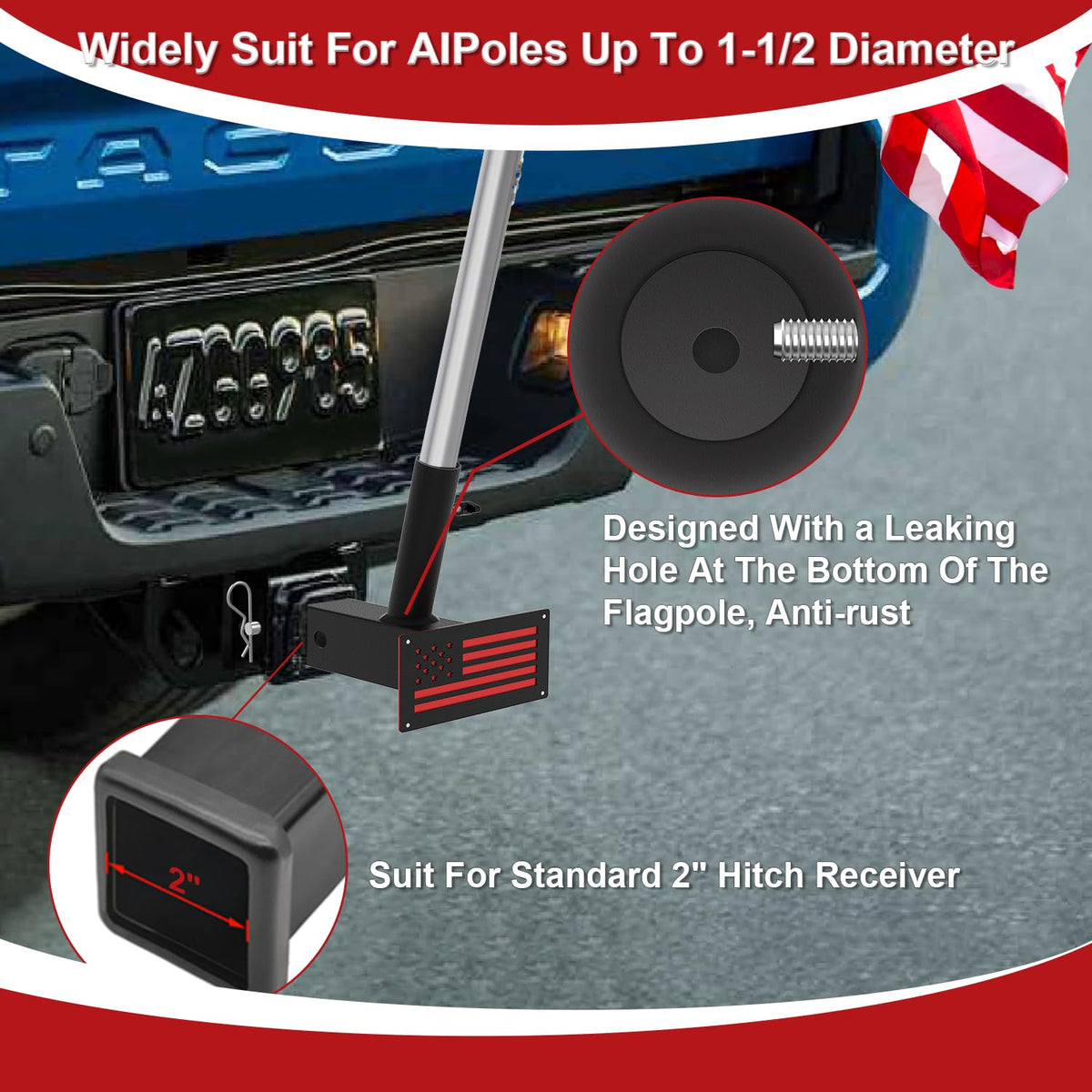 TRCYINC installed on Jeep demonstrating secure road-ready flag display benefit