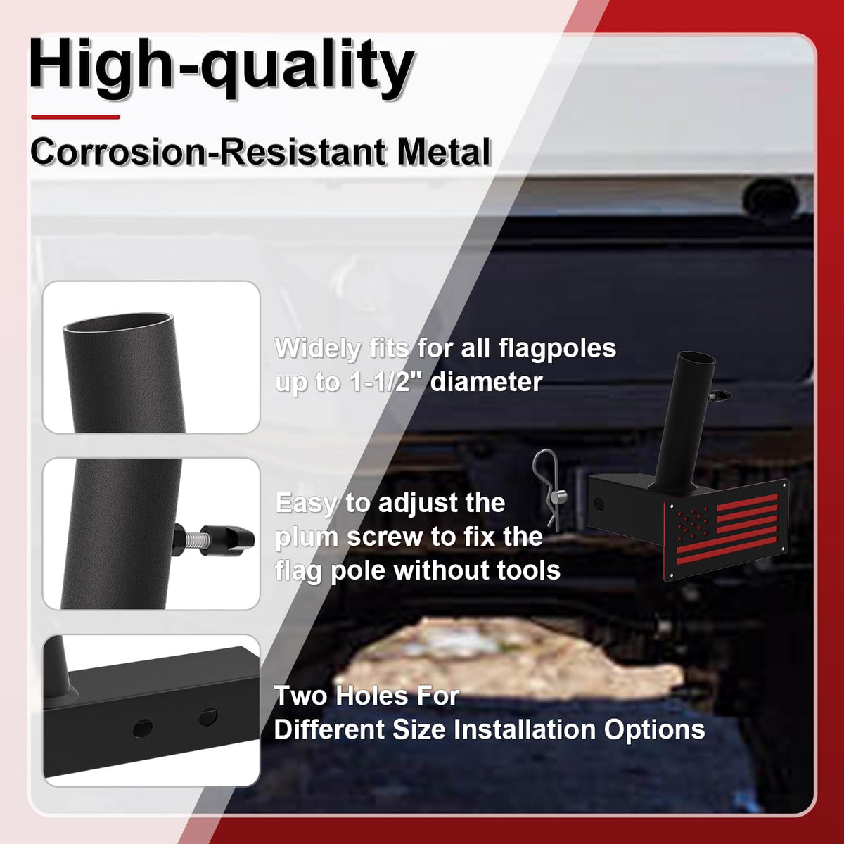 TRCYINC packaged kit with hitch pin and screw showing quick-install benefit
