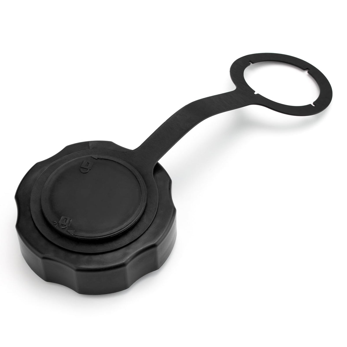 Trdzi fuel cap front view showing secure fit and quick replacement benefit