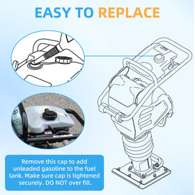 Trdzi fuel cap scale with hand illustrating compact size and easy handling
