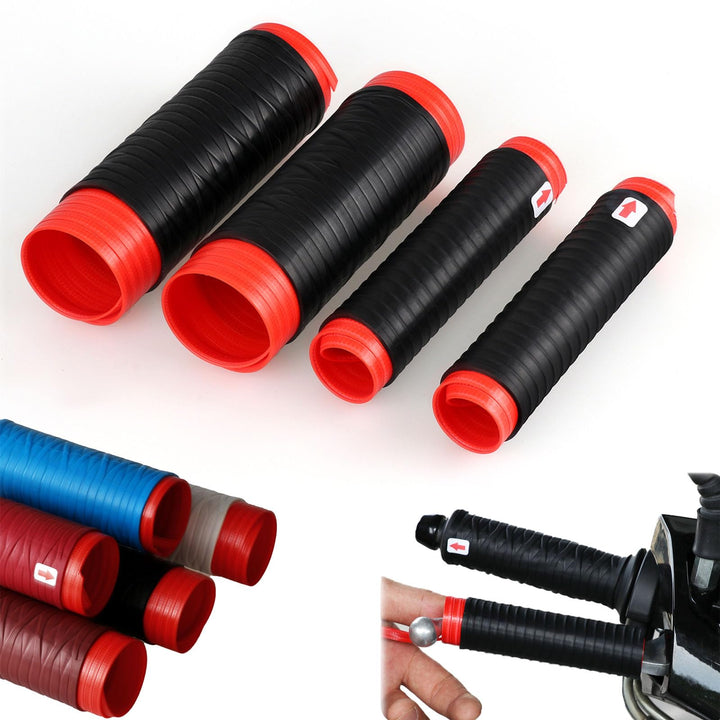 Treayes front view of black handlebar grip covers showing fit and style benefits