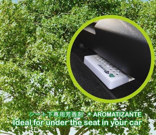 Treefrog Black Squash placed under car seat demonstrating discreet placement and odor control