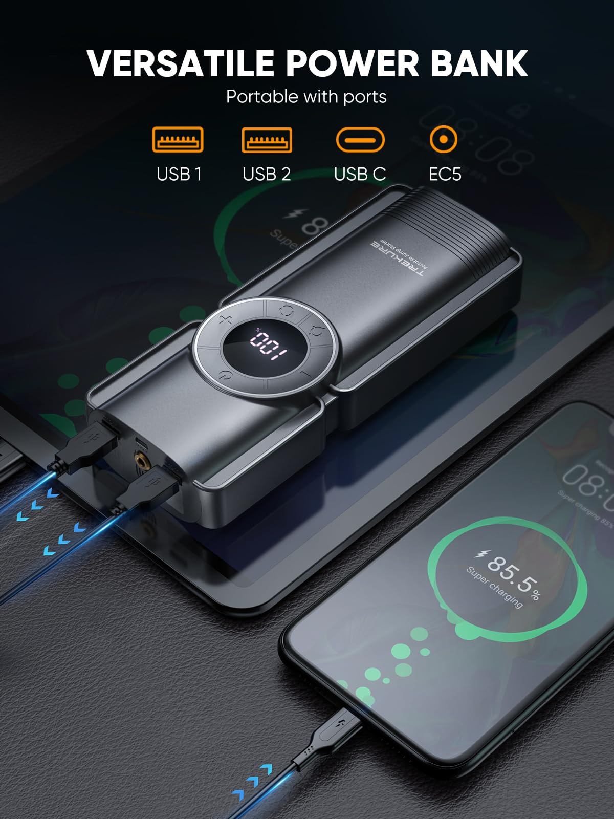 TREKURE bright emergency light and SOS mode illuminating a roadside scene, improved visibility