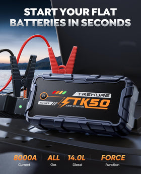 TREKURE thick 8AWG jumper cables and clamps for reliable conductivity