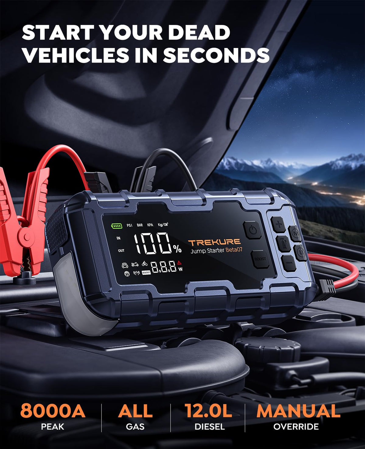 TREKURE jumper cables and insulated gloves for safer vehicle connection
