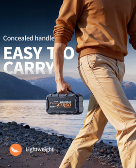 TREKURE size comparison with phone to show compact portability benefit