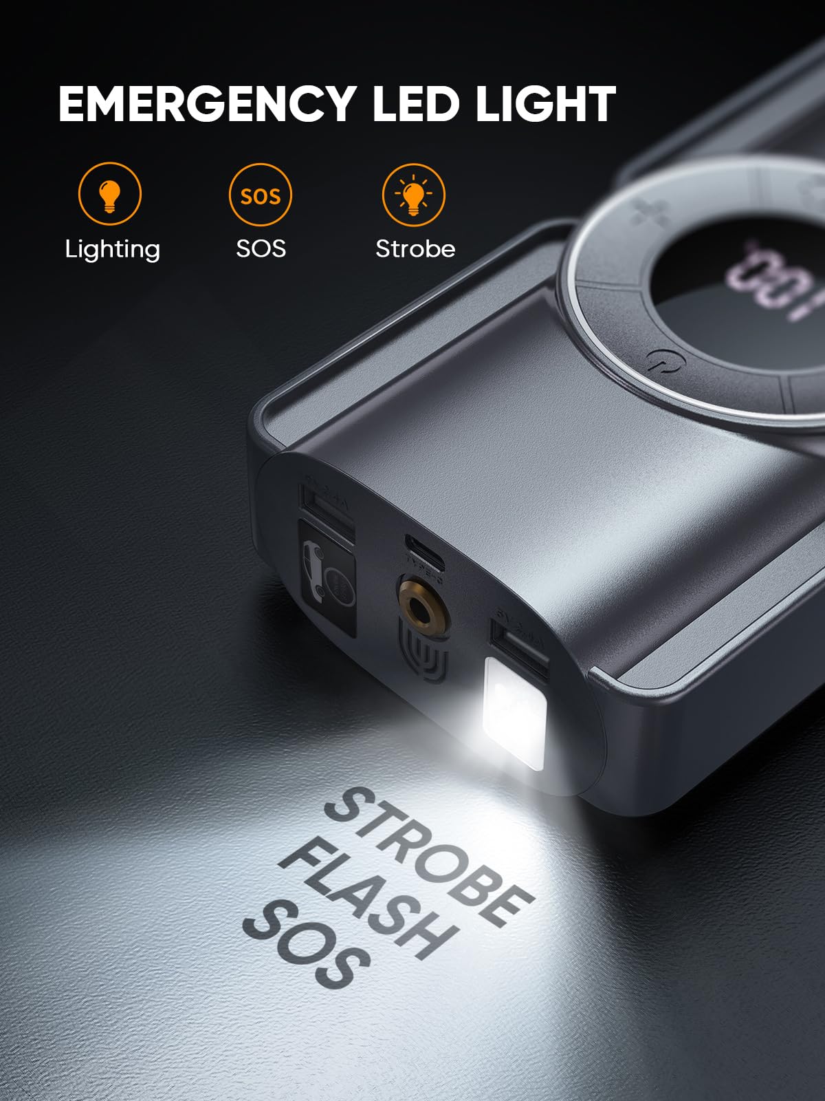 TREKURE dual USB outports and input ports closeup charging a smartphone quickly